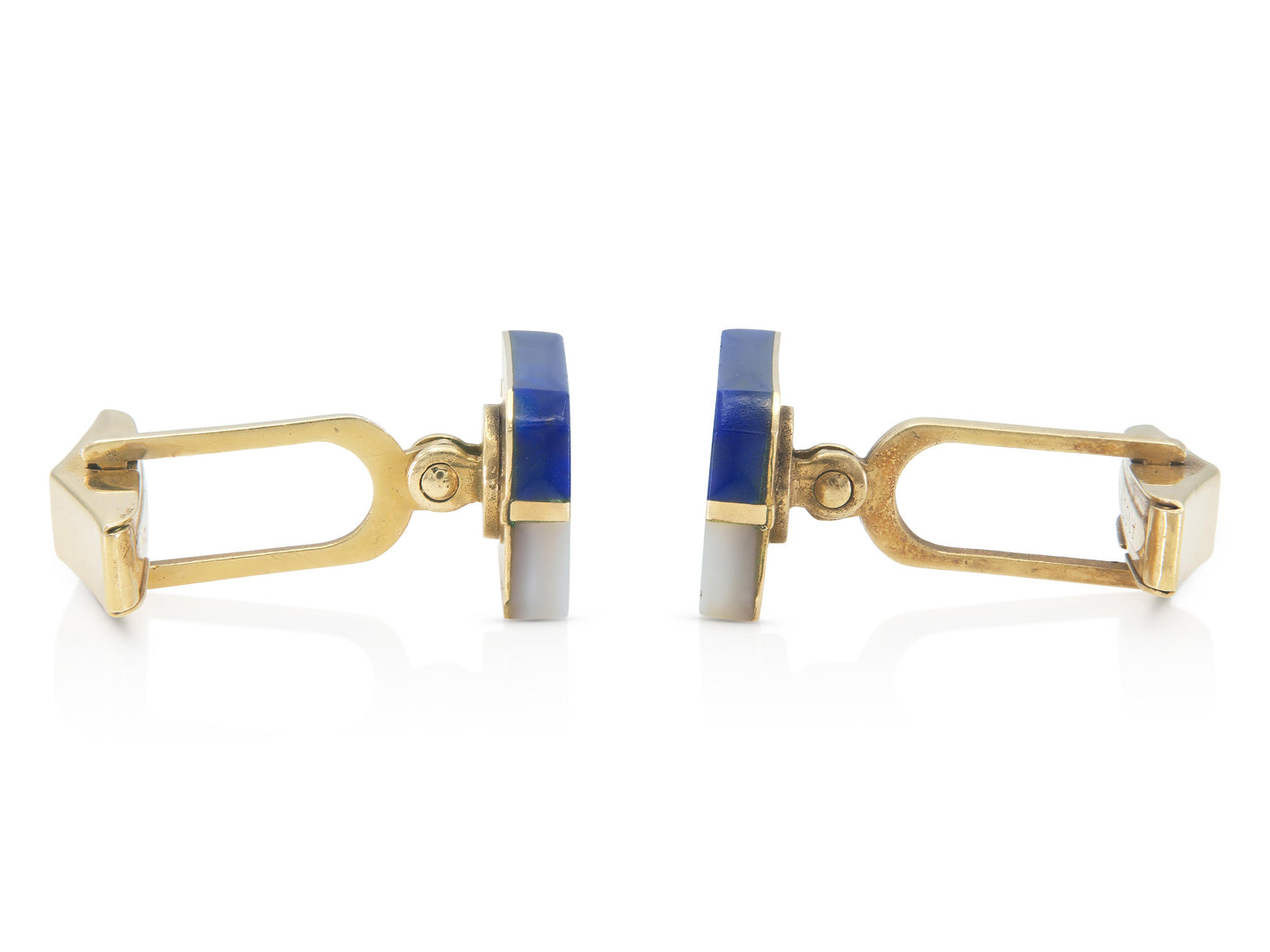 Vintage 1970s Lapis & White Mother of Pearl Cufflinks