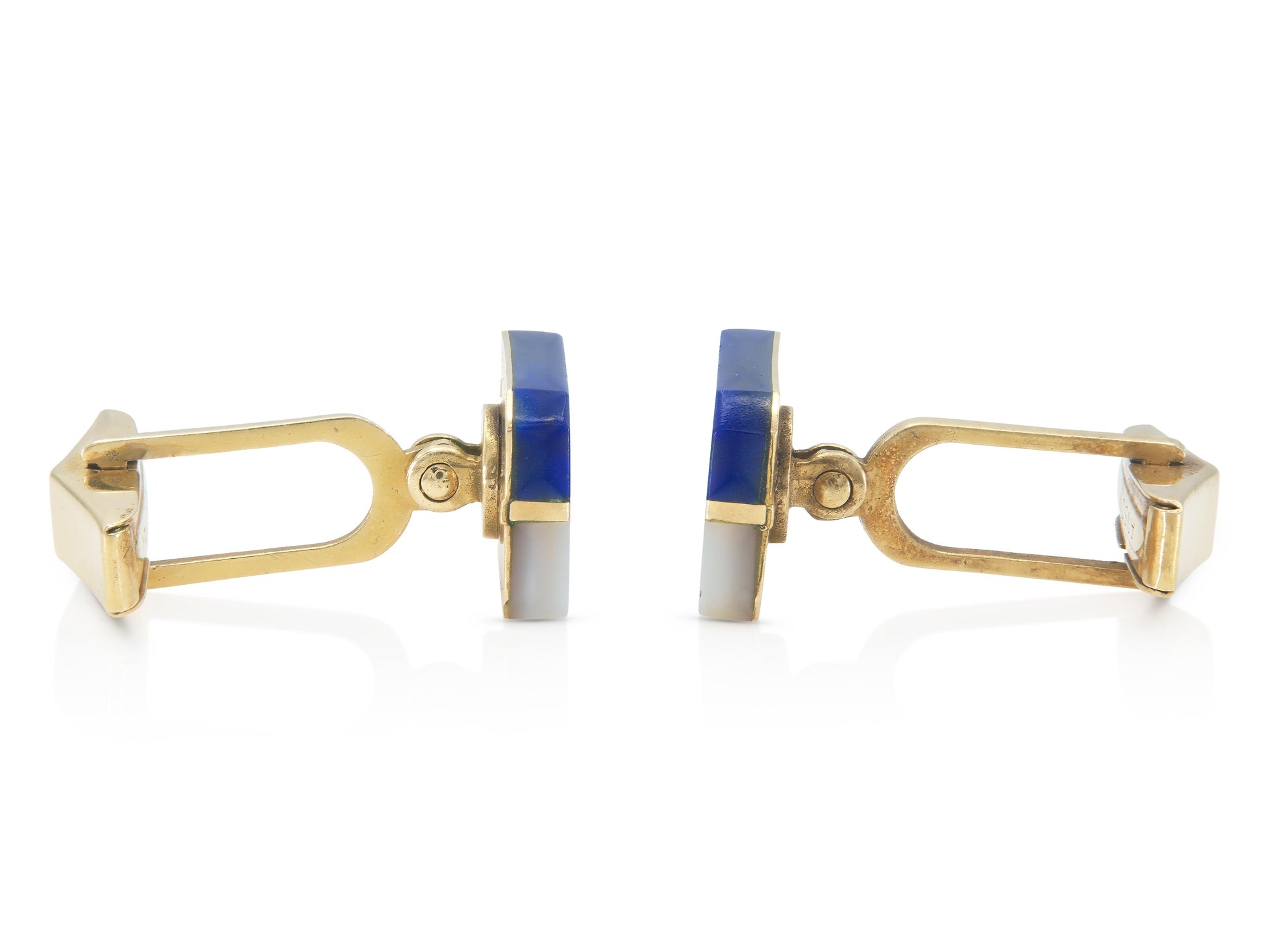Vintage 1970s Lapis & White Mother of Pearl Cufflinks