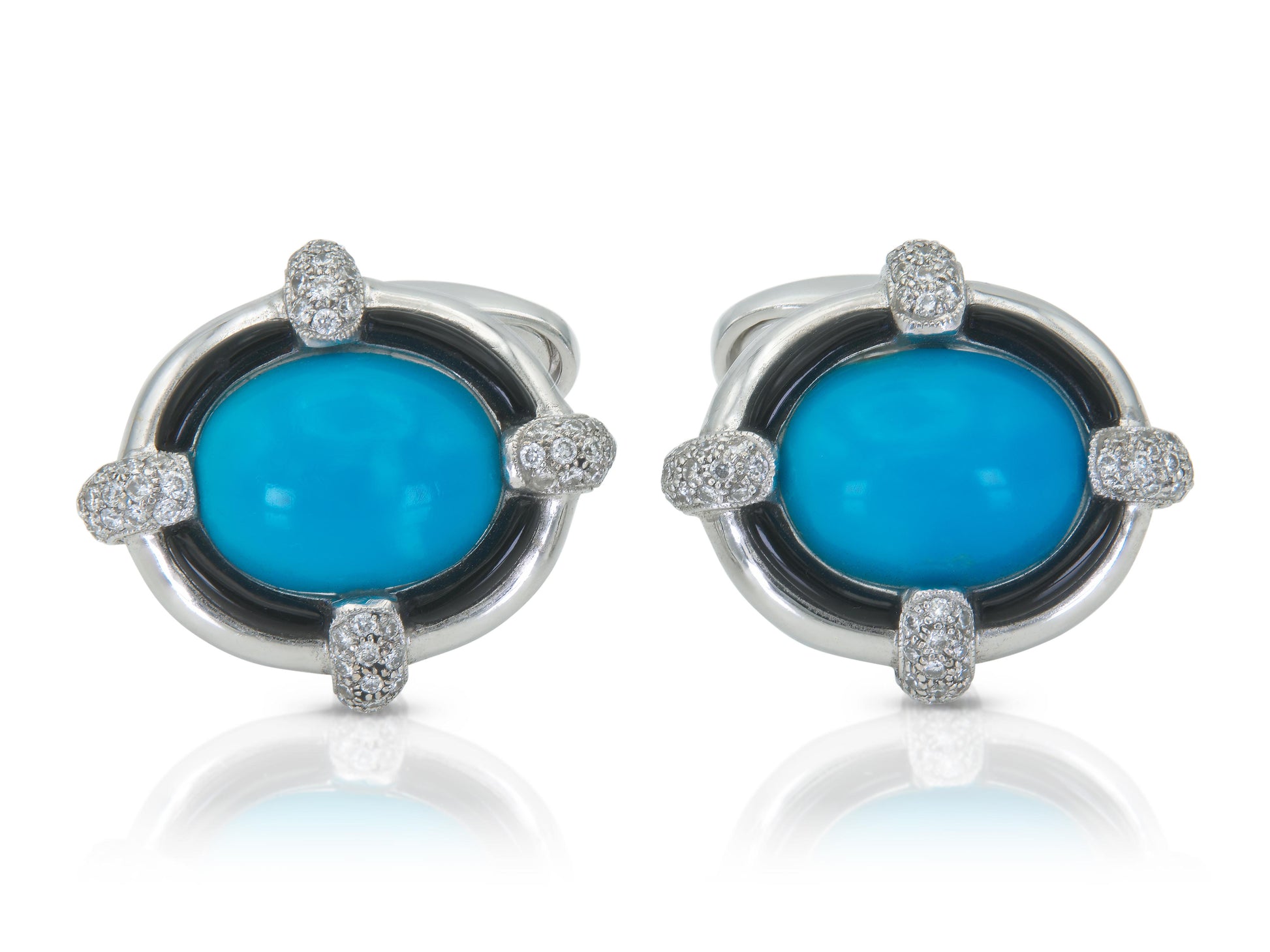 Turquoise, Onyx & Diamond Cufflinks
