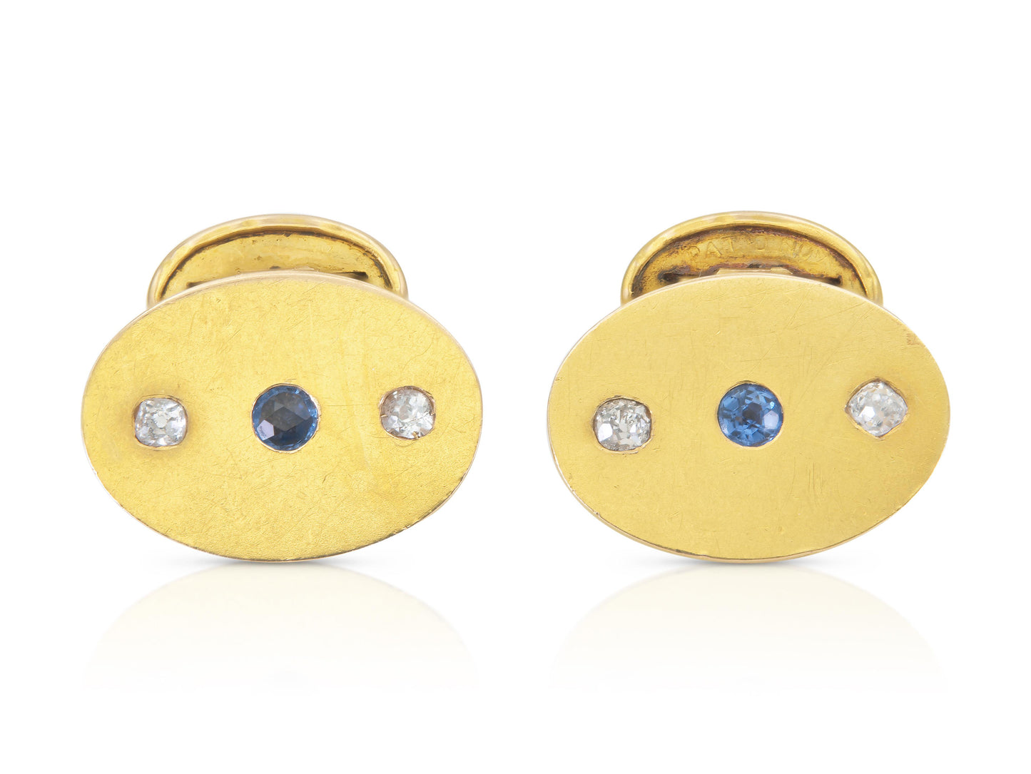 Antique Victorian Gold Cufflinks with Sapphires and Diamonds