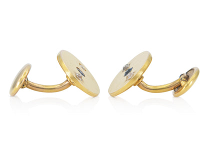 Antique Victorian Gold Cufflinks with Sapphires and Diamonds