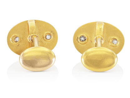 Antique Victorian Gold Cufflinks with Sapphires and Diamonds