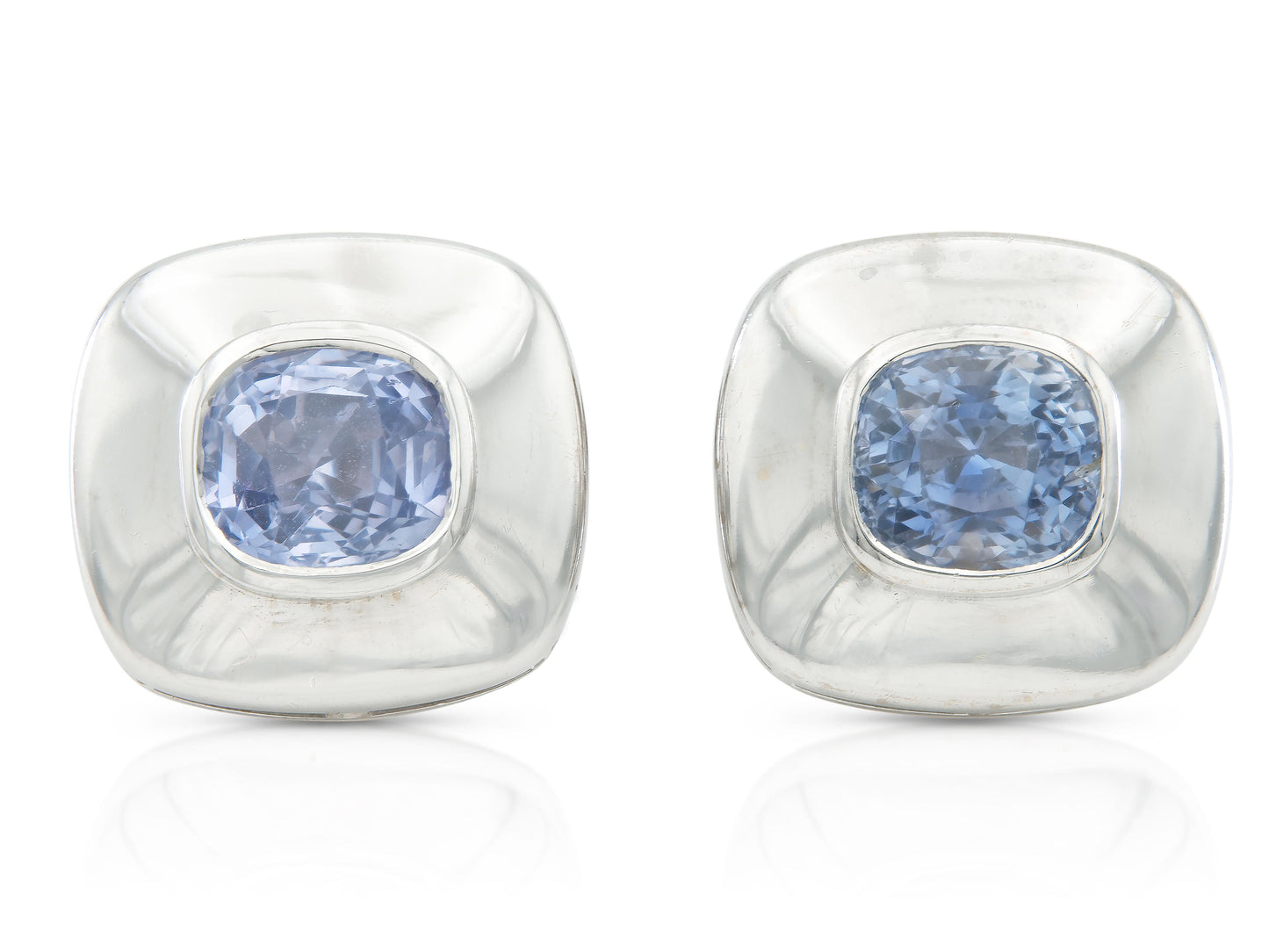 Vintage 1990s 10.00 Sapphire Cufflinks in White Gold