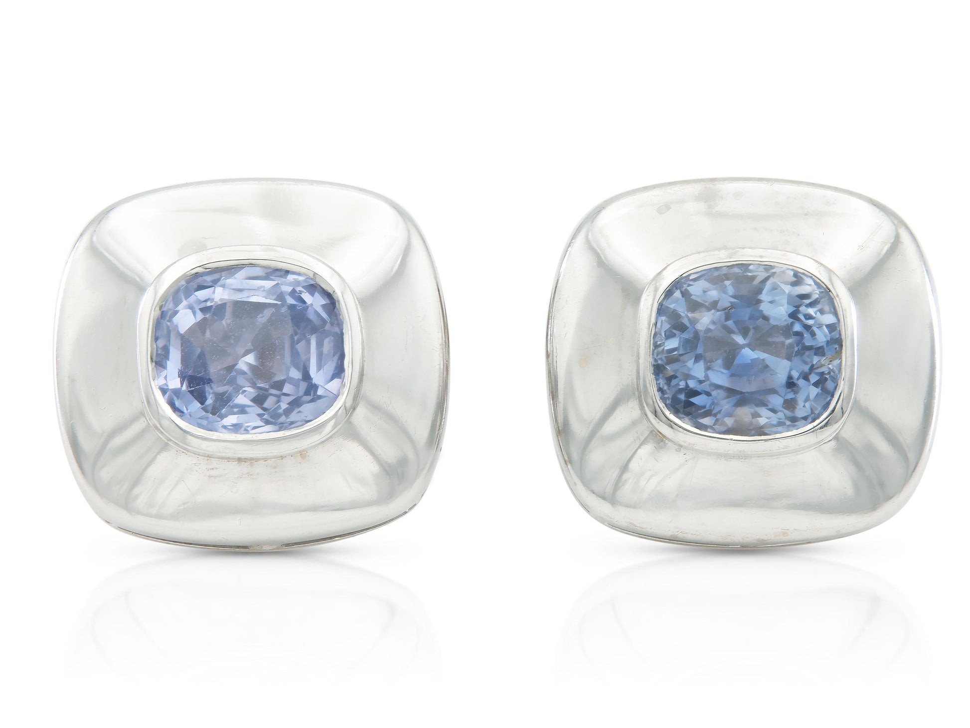 Vintage 1990s 10.00 Sapphire Cufflinks in White Gold