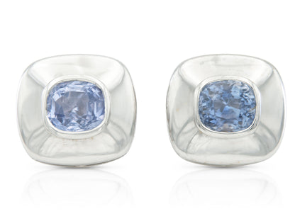 Vintage 1990s 10.00 Sapphire Cufflinks in White Gold