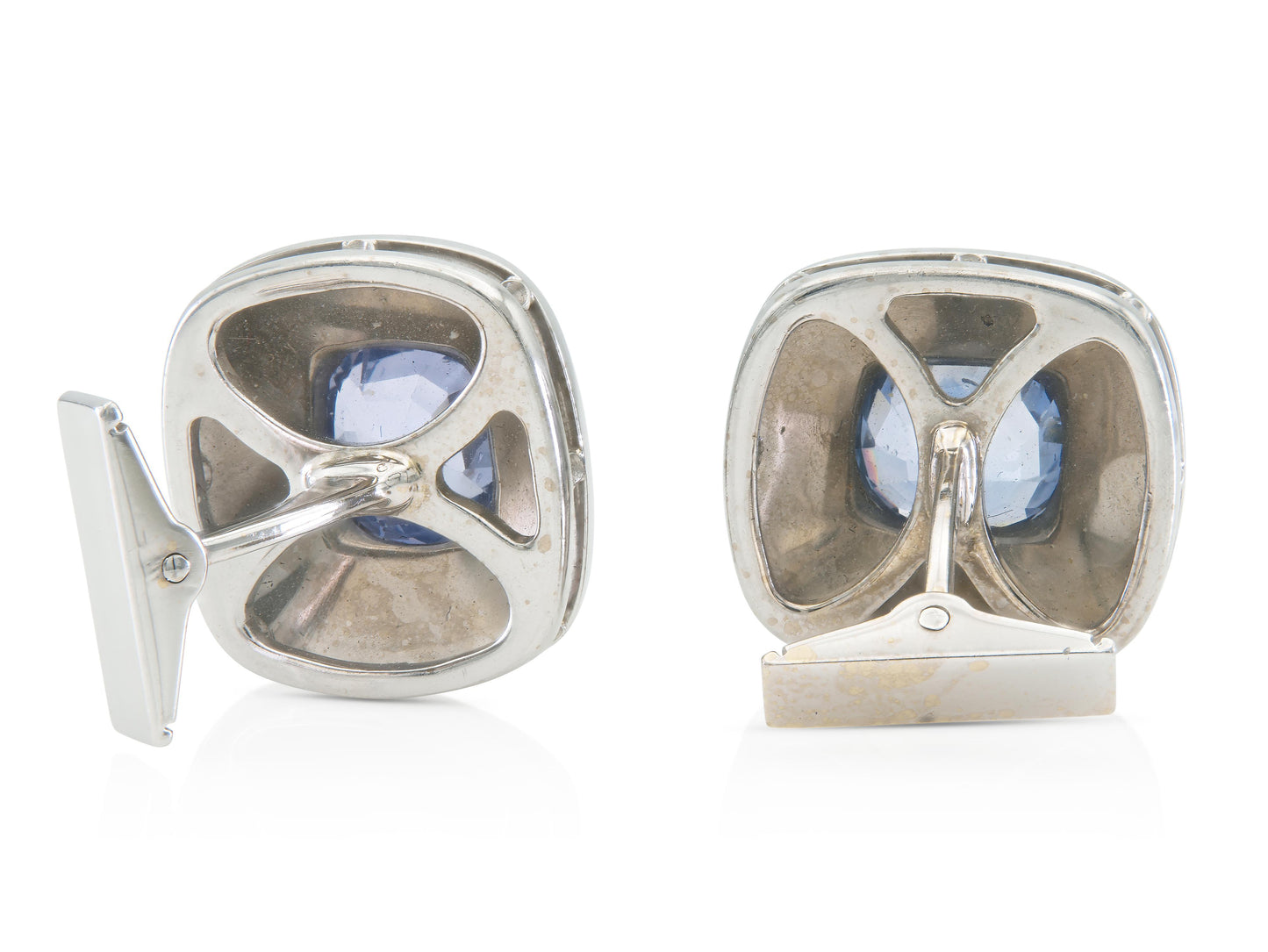 Vintage 1990s 10.00 Sapphire Cufflinks in White Gold