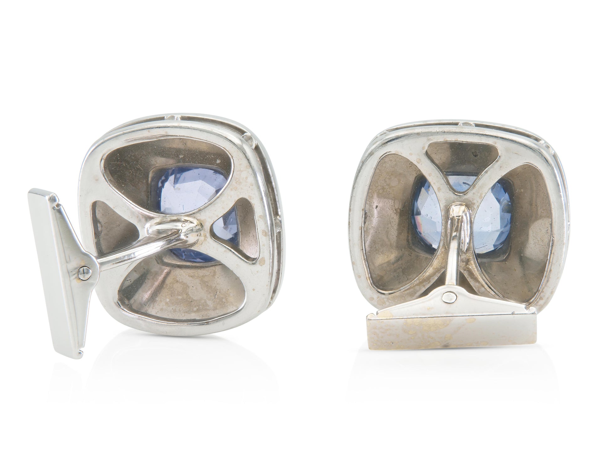 Vintage 1990s 10.00 Sapphire Cufflinks in White Gold