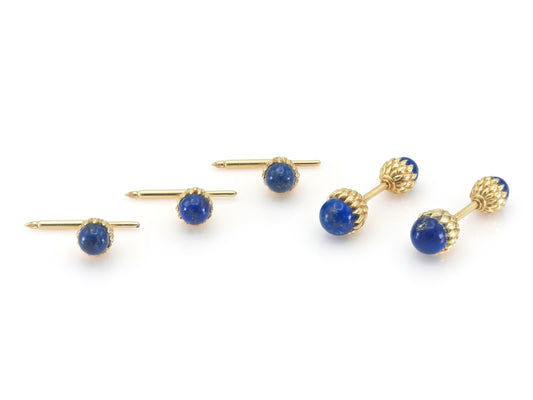 Vintage 1970s Tiffany & Co. Schlumberger Lapis Lazuli and Gold Acorn Stud Set