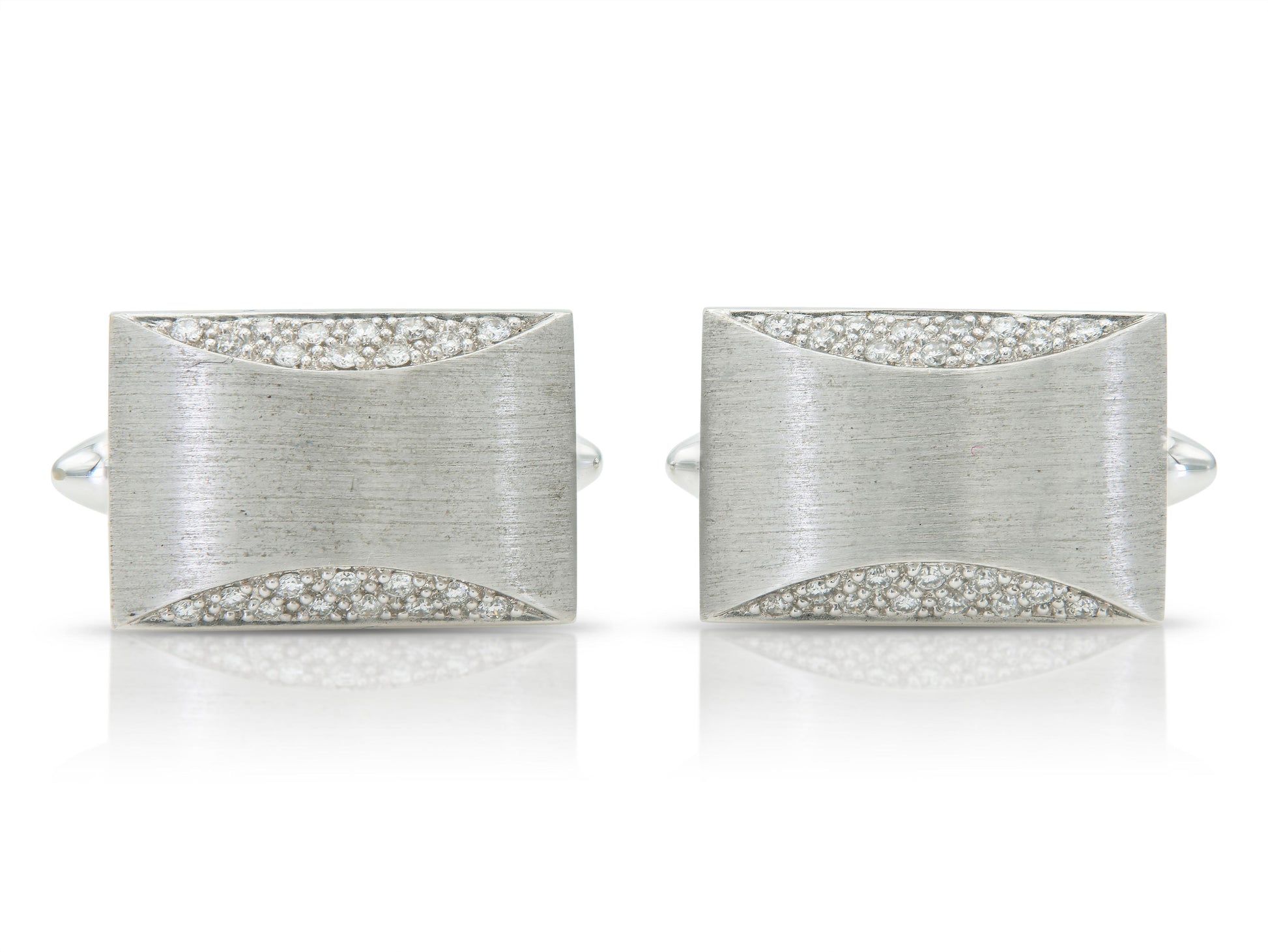 Vintage 1980s White Gold and Diamond Cufflinks