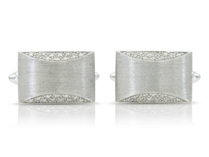 Vintage 1980s White Gold and Diamond Cufflinks