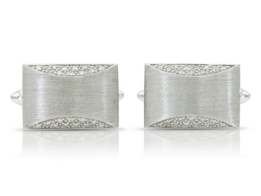 Vintage 1980s White Gold and Diamond Cufflinks