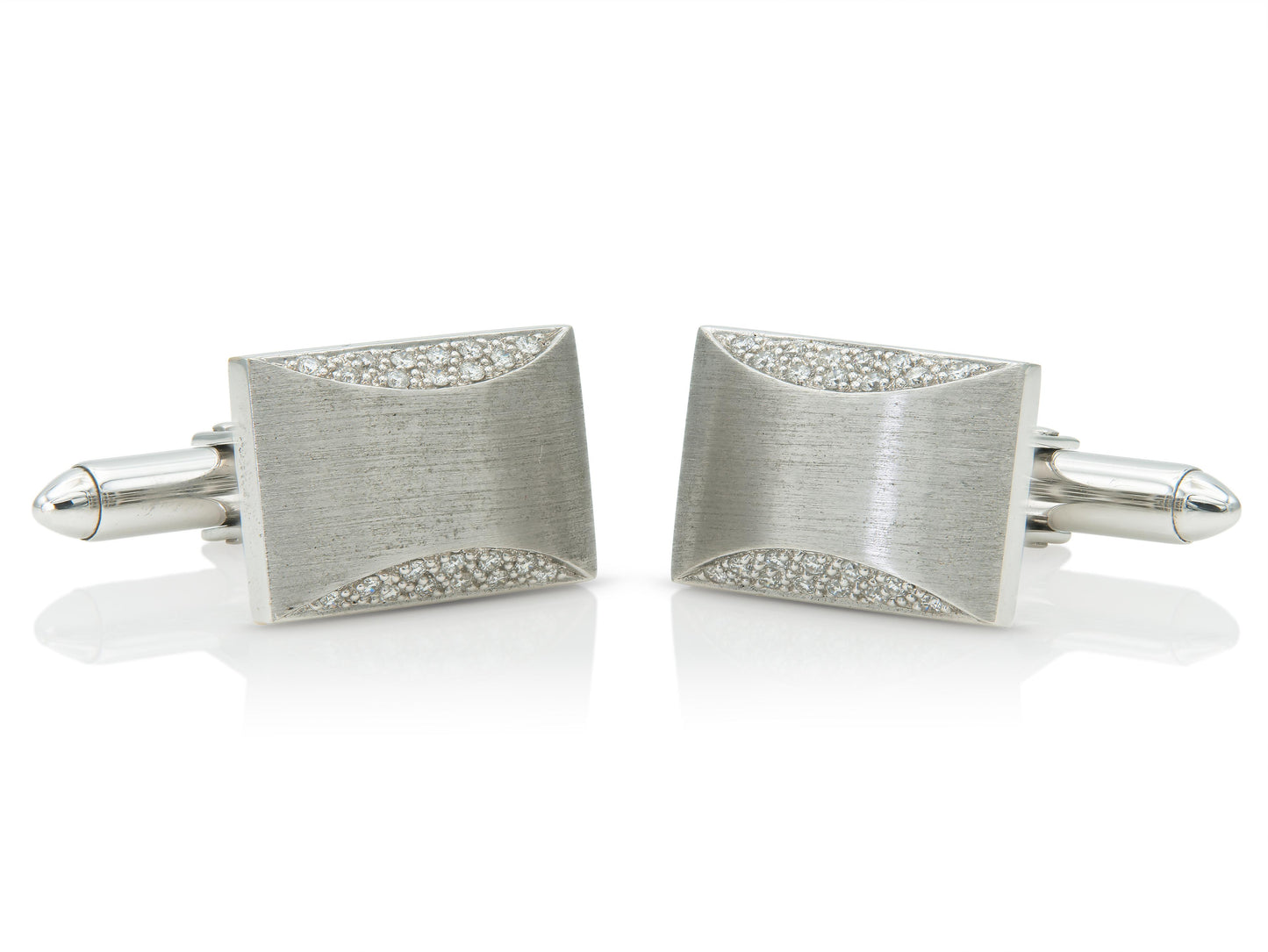 Vintage 1980s White Gold and Diamond Cufflinks