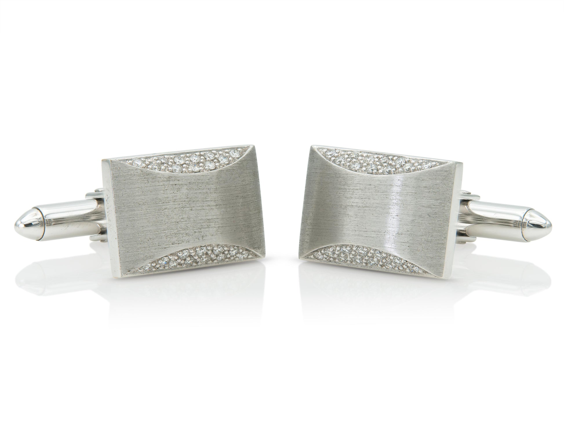 Vintage 1980s White Gold and Diamond Cufflinks