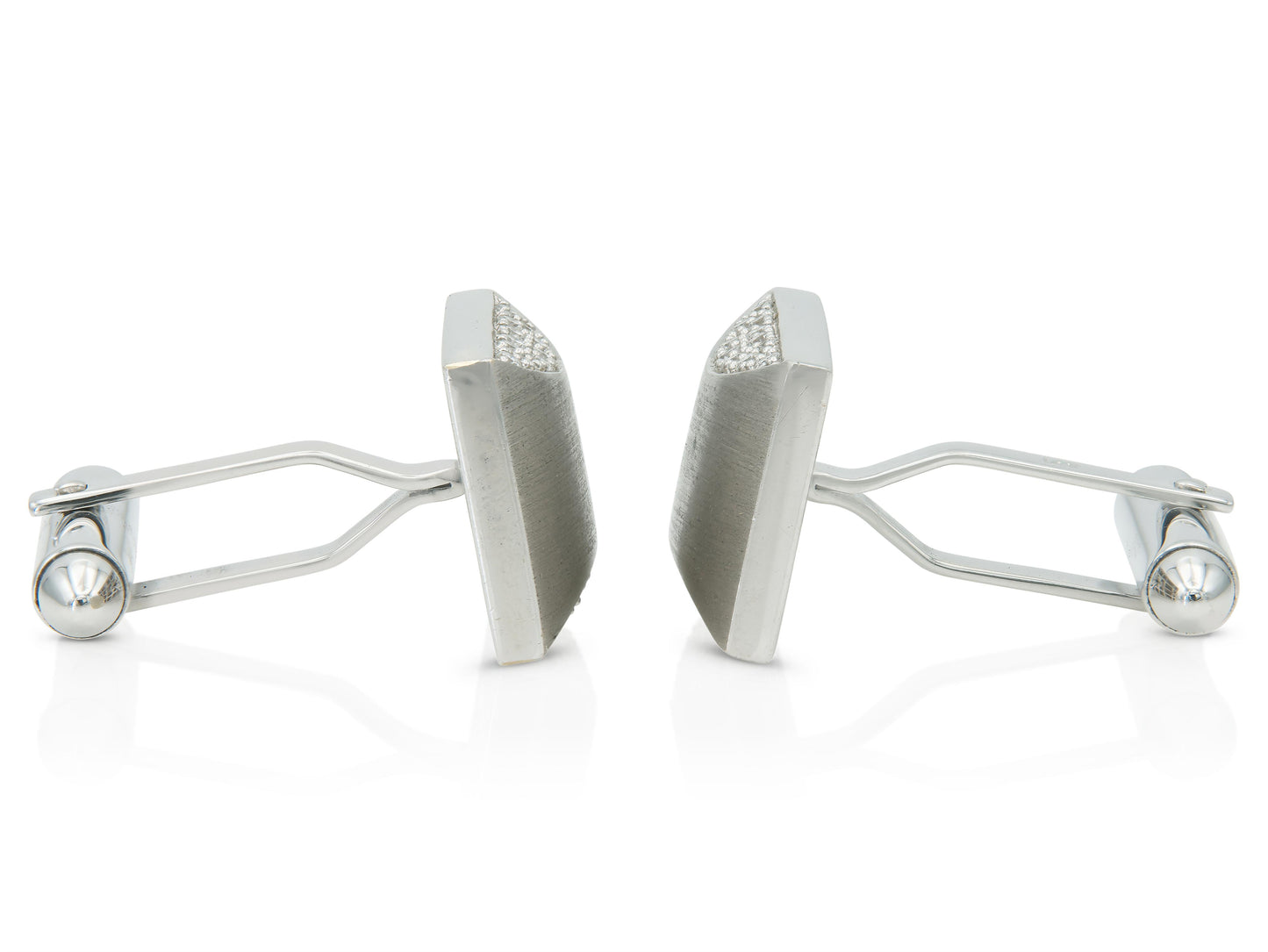 Vintage 1980s White Gold and Diamond Cufflinks