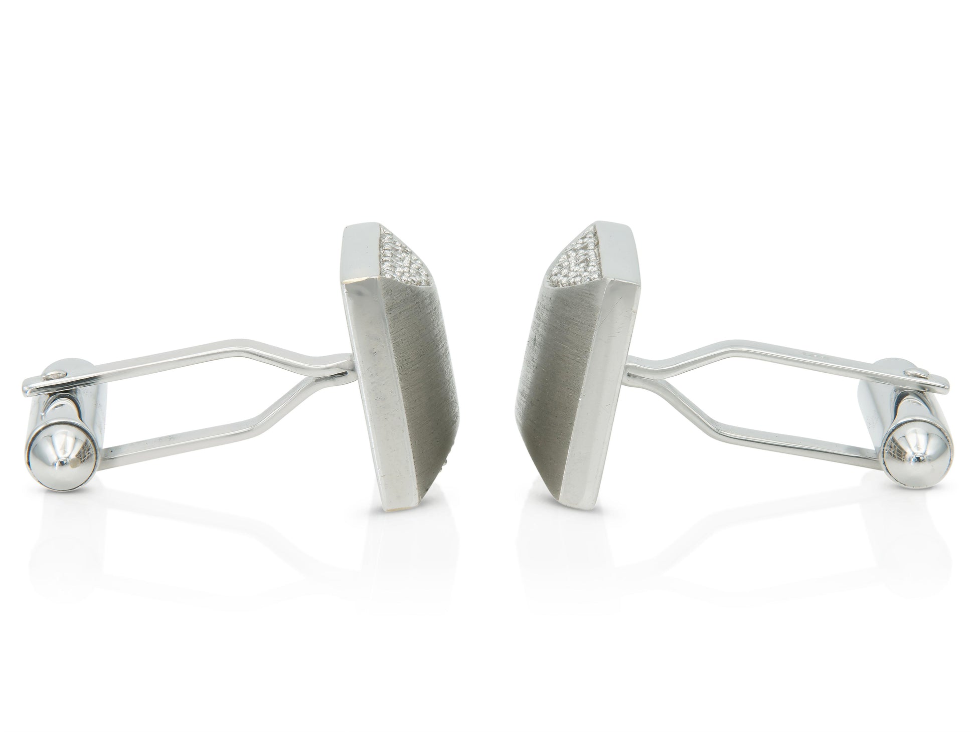 Vintage 1980s White Gold and Diamond Cufflinks