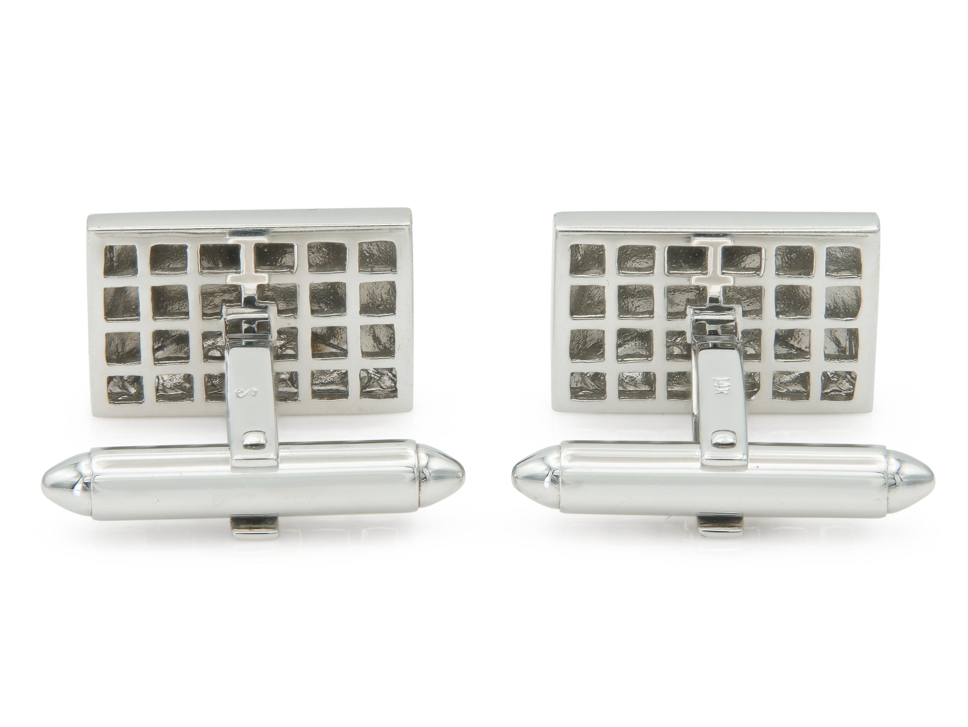 Vintage 1980s White Gold and Diamond Cufflinks