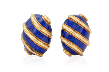 Vintage 1970s Tiffany & Co. Jean Schlumberger Gold and Blue Enamel Cufflinks