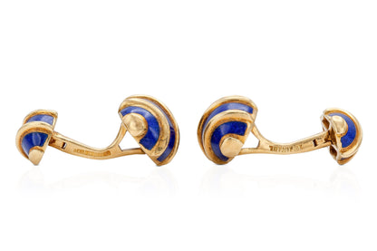 Vintage 1970s Tiffany & Co. Jean Schlumberger Gold and Blue Enamel Cufflinks