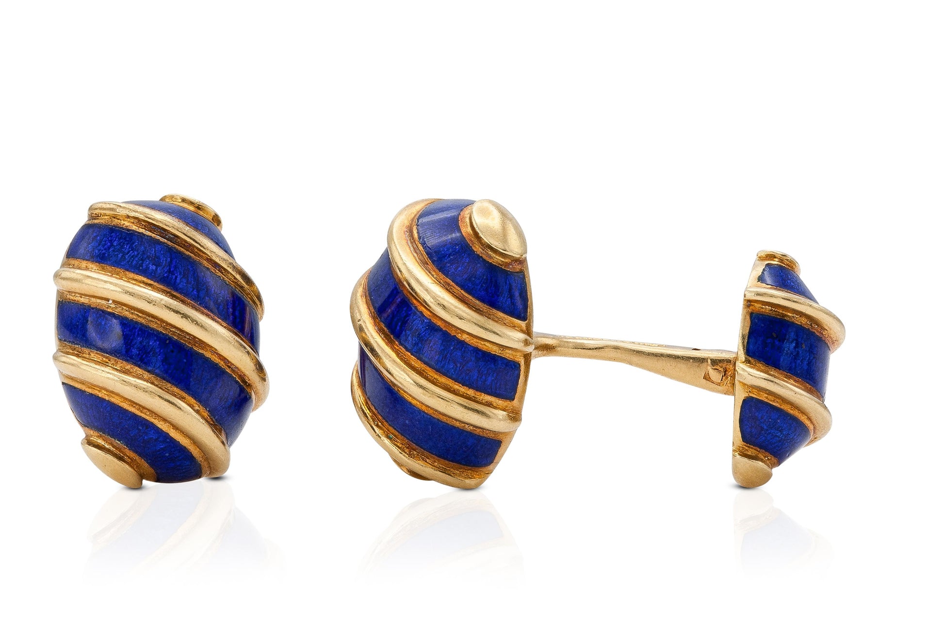 Vintage 1970s Tiffany & Co. Jean Schlumberger Gold and Blue Enamel Cufflinks