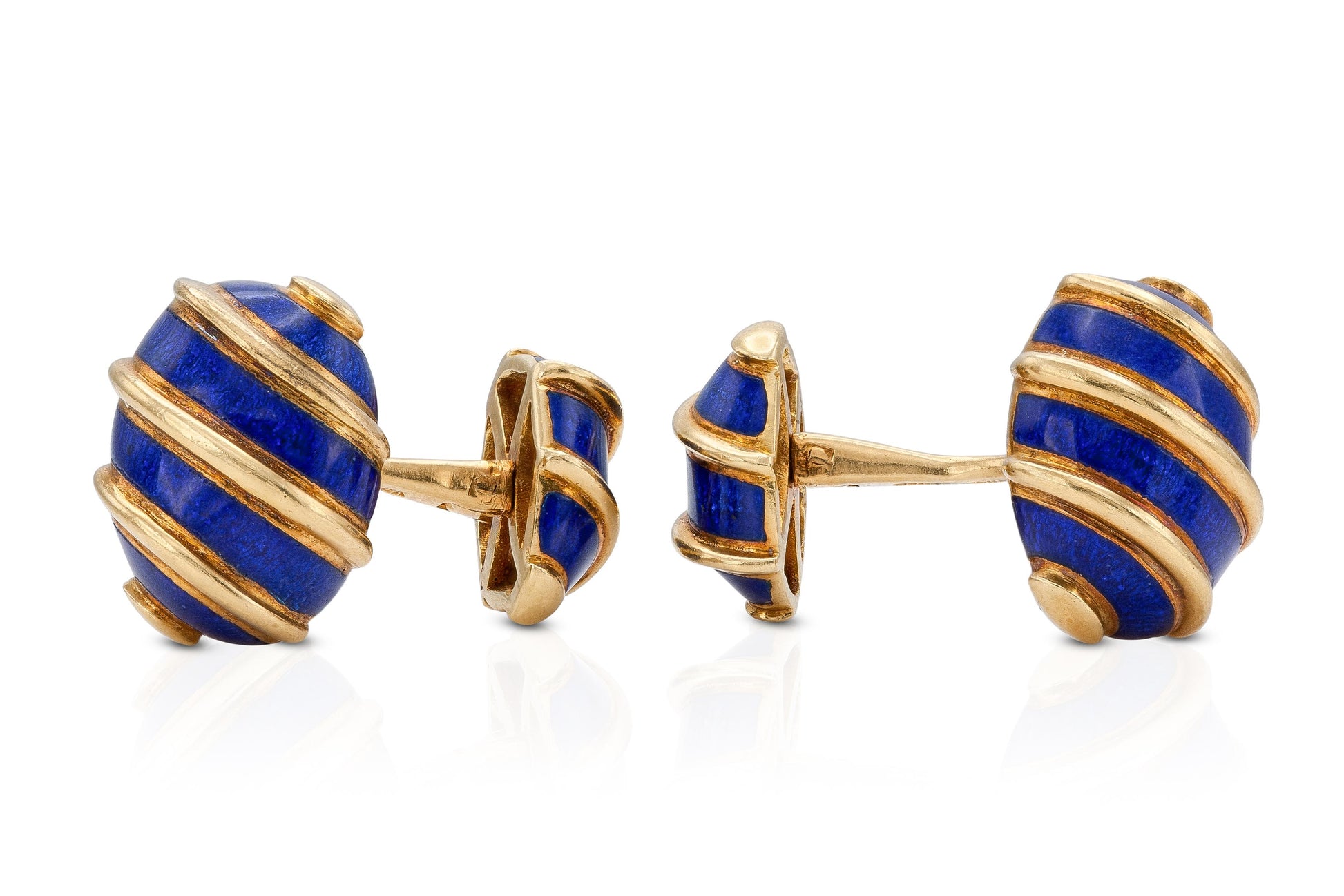 Vintage 1970s Tiffany & Co. Jean Schlumberger Gold and Blue Enamel Cufflinks