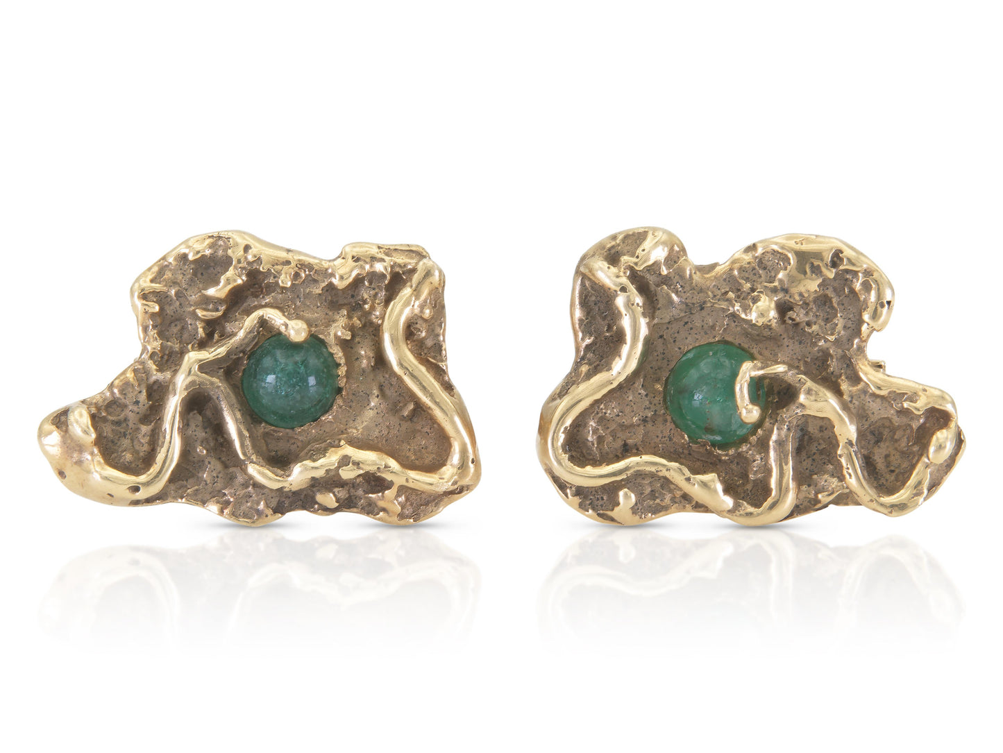Vintage 1960s Gold Cufflinks with Emeralds