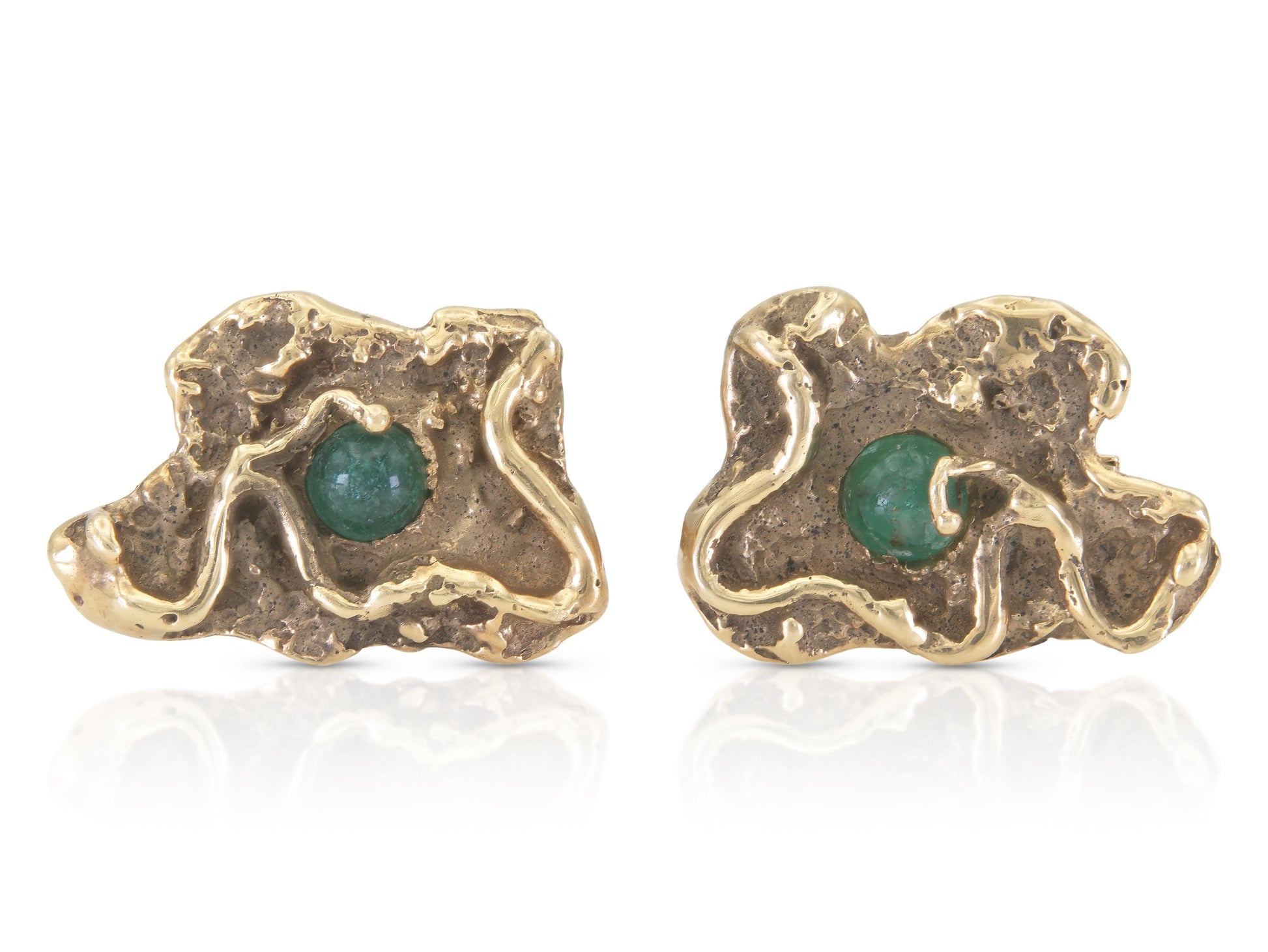 Vintage 1960s Gold Cufflinks with Emeralds
