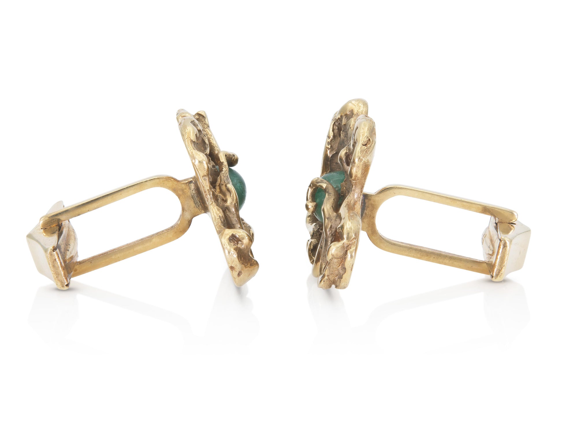 Vintage 1960s Gold Cufflinks with Emeralds