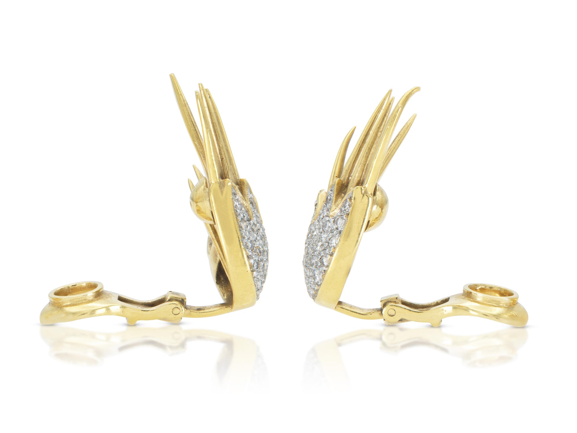 Vintage 1980s Gold and Diamond Spike Earrings