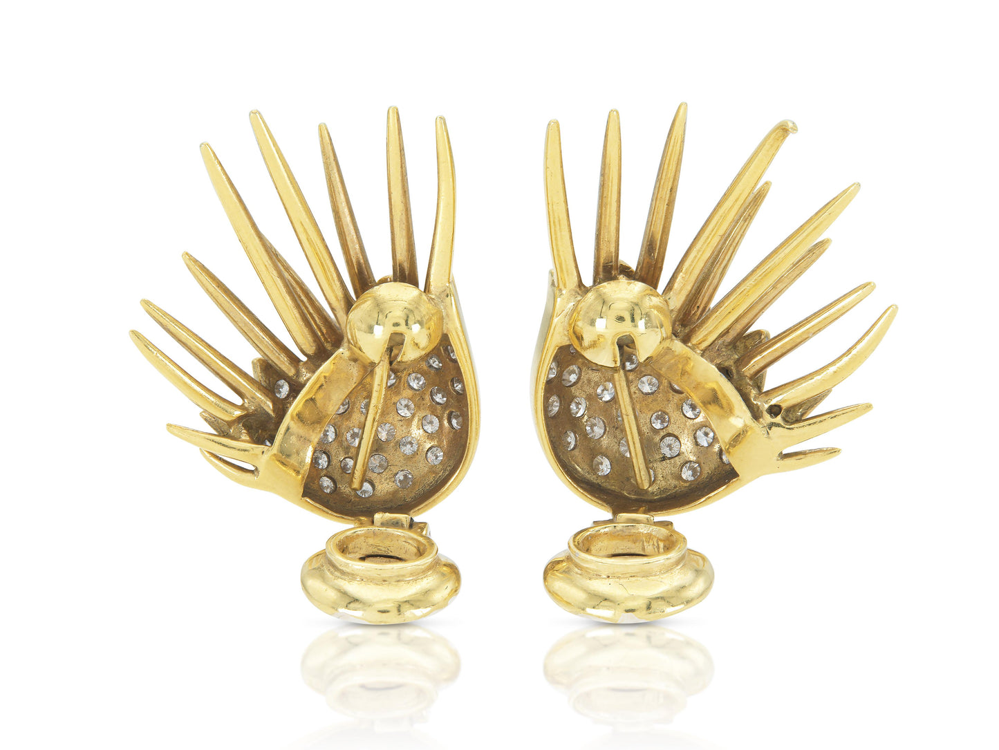 Vintage 1980s Gold and Diamond Spike Earrings