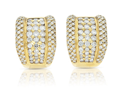Vintage 1990s 5.00 Carat Diamond and Gold Earrings