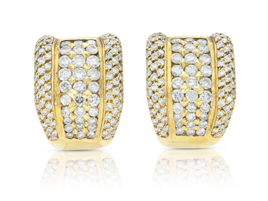 Vintage 1990s 5.00 Carat Diamond and Gold Earrings