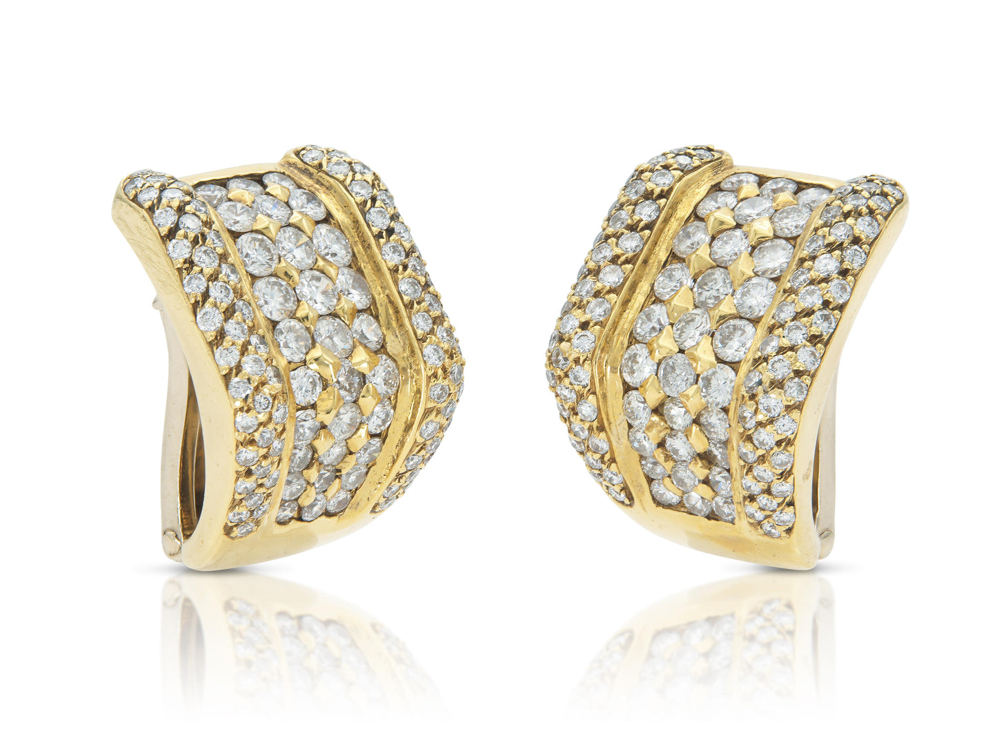 Vintage 1990s 5.00 Carat Diamond and Gold Earrings