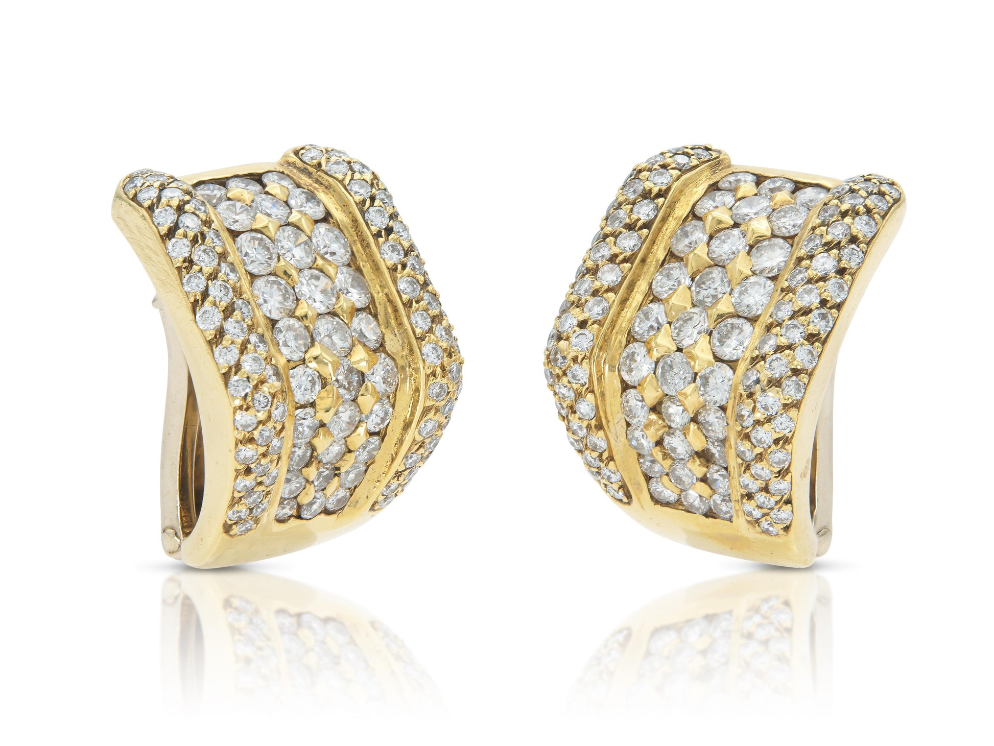 Vintage 1990s 5.00 Carat Diamond and Gold Earrings