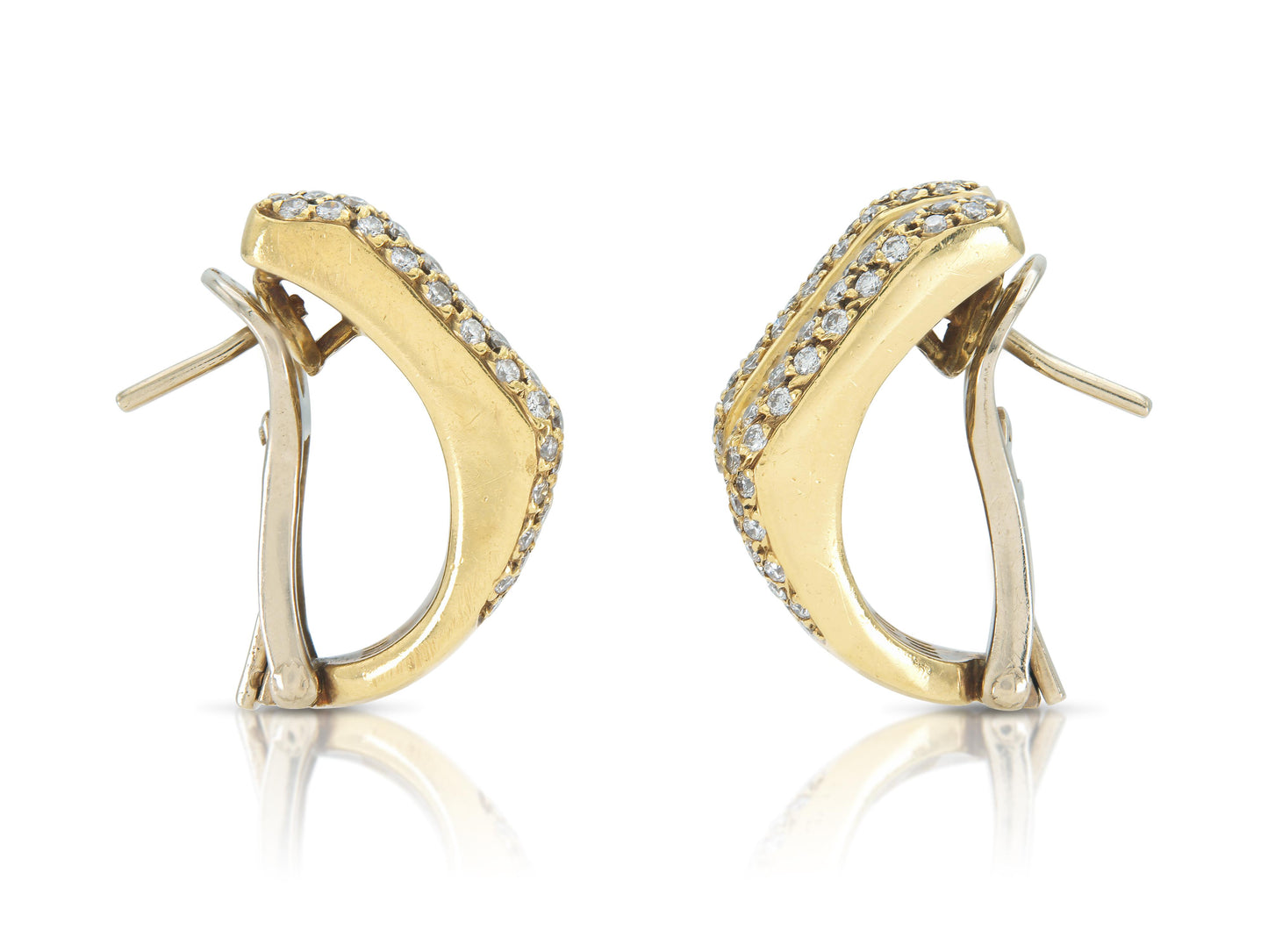 Vintage 1990s 5.00 Carat Diamond and Gold Earrings
