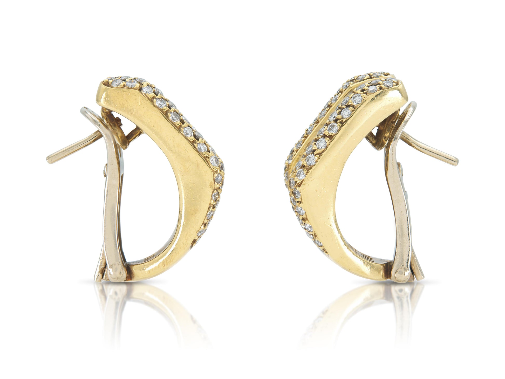 Vintage 1990s 5.00 Carat Diamond and Gold Earrings