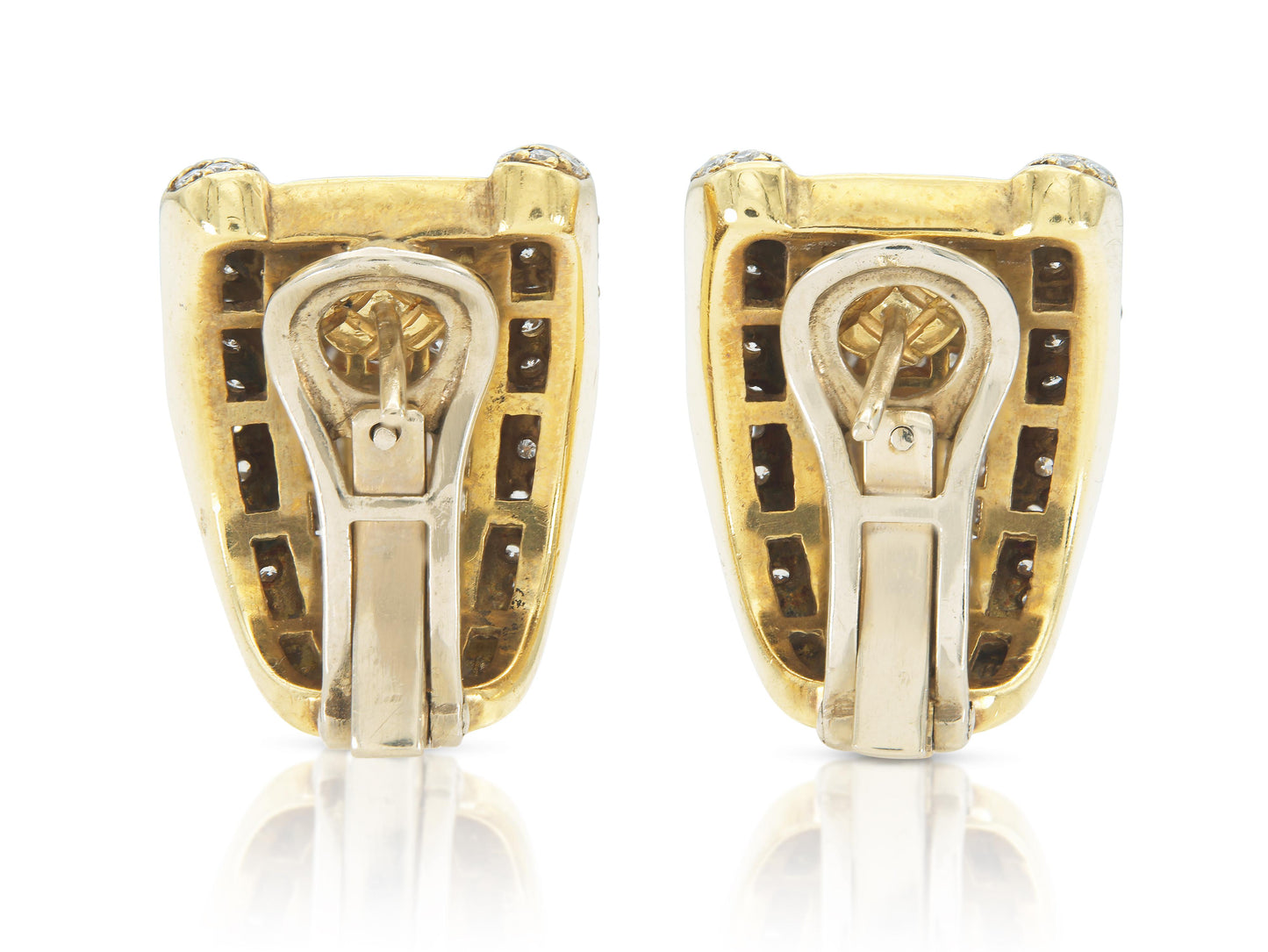 Vintage 1990s 5.00 Carat Diamond and Gold Earrings