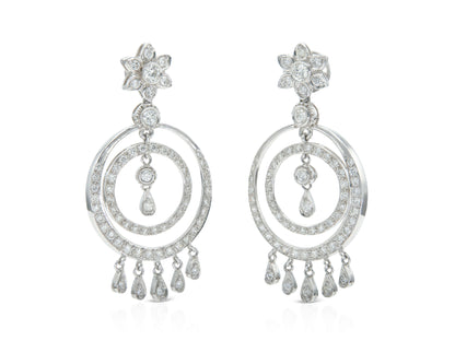 3.02 Carat Round Cut Diamond Circle Dangle Earrings