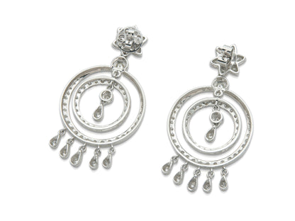 3.02 Carat Round Cut Diamond Circle Dangle Earrings