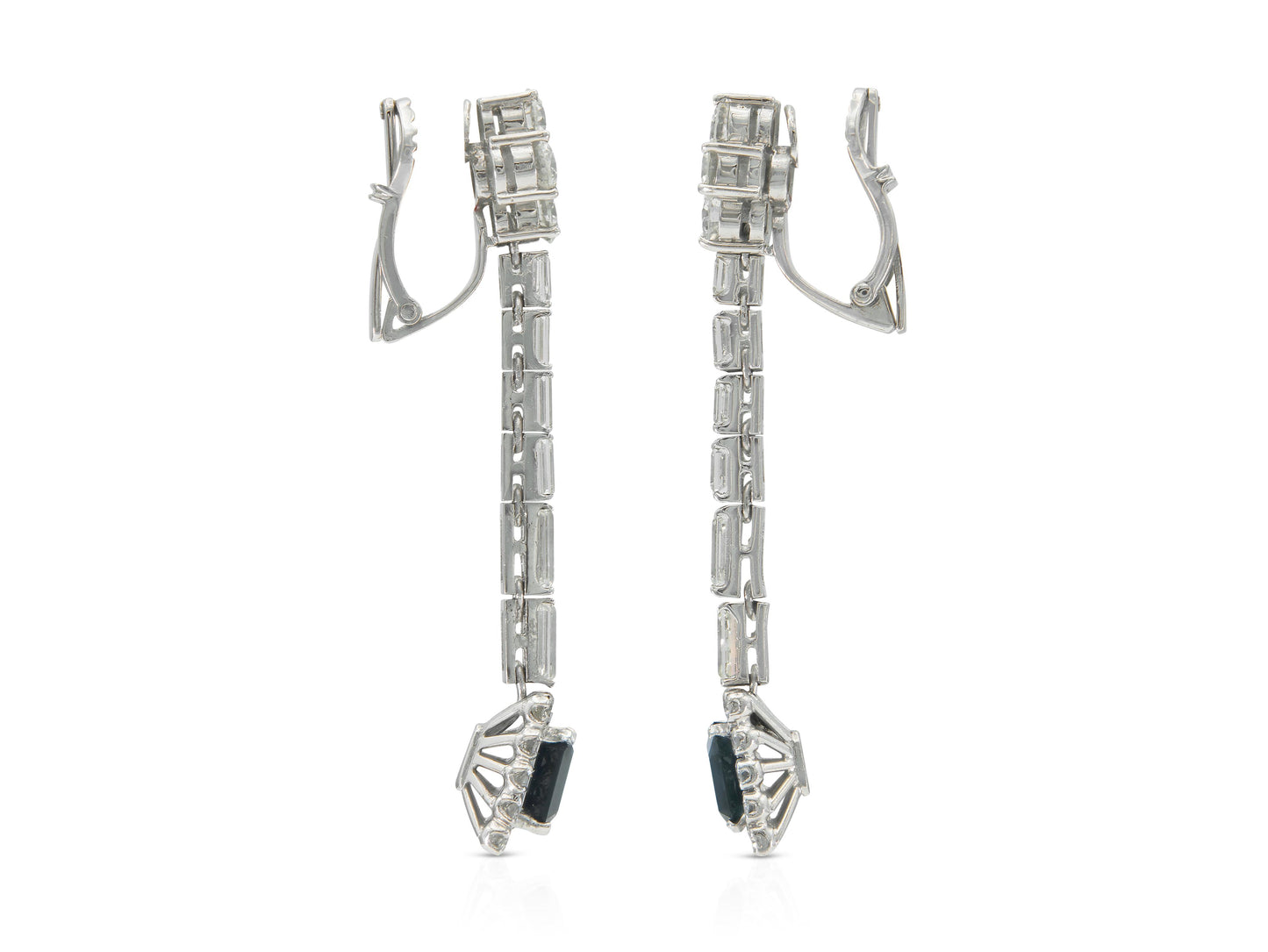 4.50 Carat Diamond and 2.00 Carat Sapphire Dangle Earrings