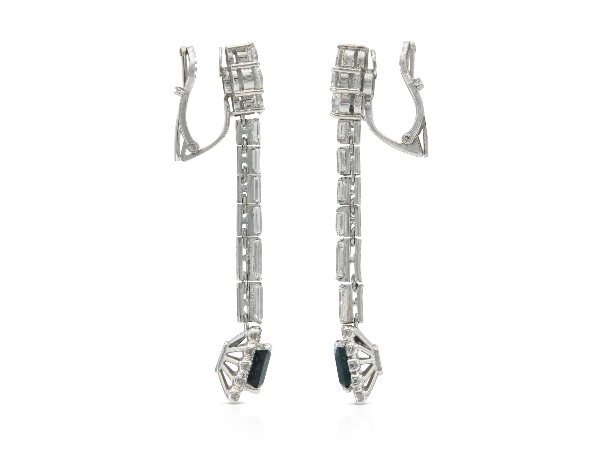 4.50 Carat Diamond and 2.00 Carat Sapphire Dangle Earrings