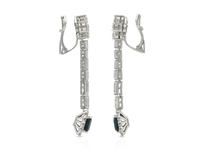 4.50 Carat Diamond and 2.00 Carat Sapphire Dangle Earrings