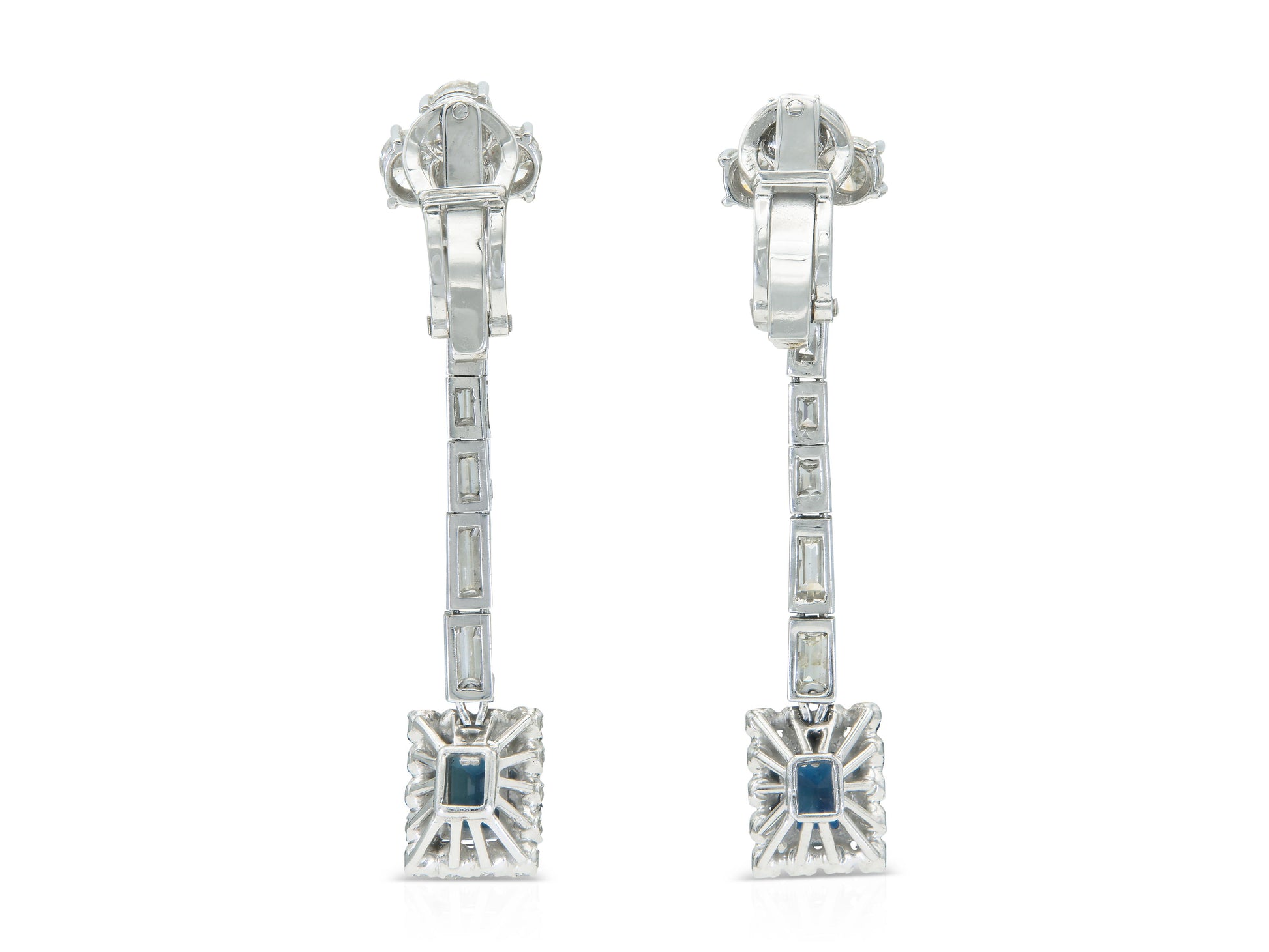 4.50 Carat Diamond and 2.00 Carat Sapphire Dangle Earrings