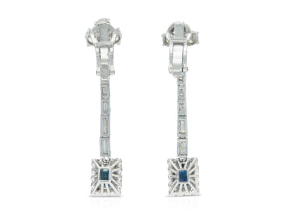 4.50 Carat Diamond and 2.00 Carat Sapphire Dangle Earrings