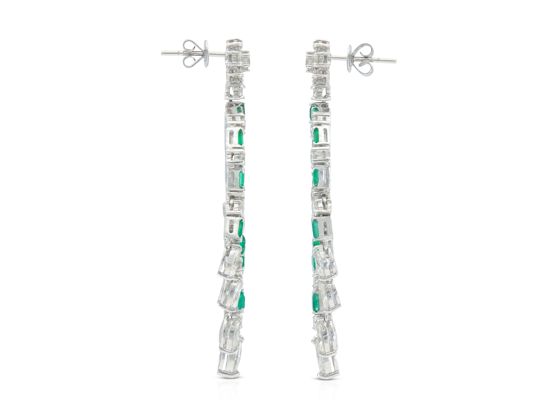 5.56 Carat Diamond and 2.26 Carat Emerald Circle Diamond Earrings