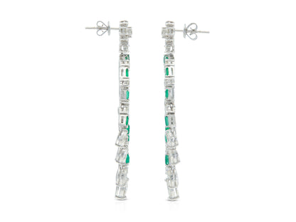 5.56 Carat Diamond and 2.26 Carat Emerald Circle Diamond Earrings