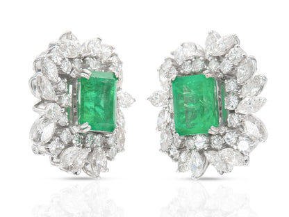 Vintage 1950s 17.00 Carat Emerald Detachable Dangle Earrings with Diamonds