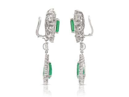 Vintage 1950s 17.00 Carat Emerald Detachable Dangle Earrings with Diamonds