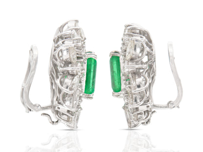 Vintage 1950s 17.00 Carat Emerald Detachable Dangle Earrings with Diamonds
