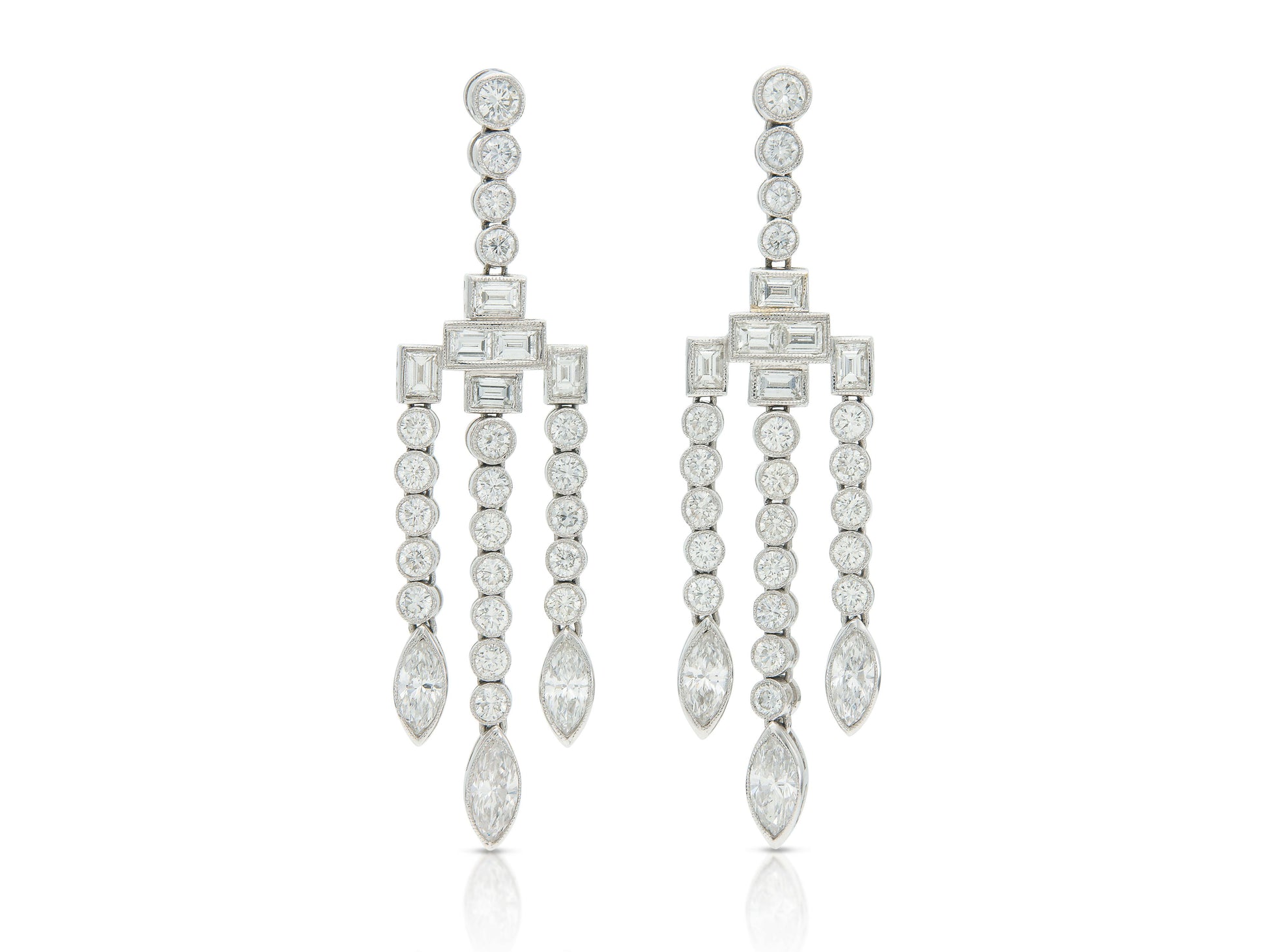 7.08 Carat Mixed Cut Diamond Chandelier Earrings