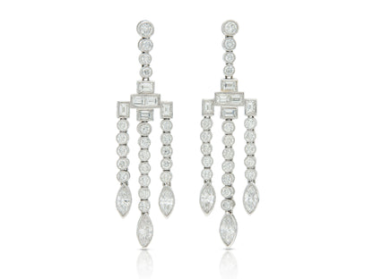 7.08 Carat Mixed Cut Diamond Chandelier Earrings
